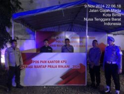 Personel OMP Rinjani 2024 Polres Bima Kota Intensifkan Pengamanan di Kantor KPU dan Bawaslu Kota Bima