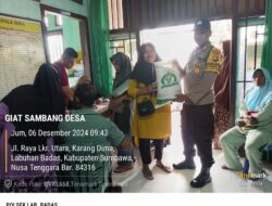 Bhabinkamtibmas Desa Karang Dima Lakukan Monitoring Penyaluran Bantuan Pangan Non Tunai (BPNT)