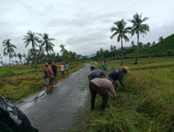 Bhabinkamtibmas Desa Sukamaju Laksanakan Sambang Desa dan Gotong Royong