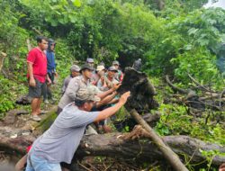 Bhabinkamtibmas Desa Sekongkang Atas Laksanakan Gotong Royong Perbaikan Saluran Irigasi yang Jebol