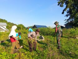 Bhabinkamtibmas Desa Belo Bersama Tiga Pilar dan Masyarakat Bersihkan TPU