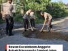 Kapolsek Pringgarata Bersama Warga dan Pemedes Gotong Royong Tambal Jalan Rusak di Desa Spakekan