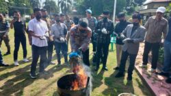 Kapolres Bima Pimpin Pemusnahan Barang Bukti 32,72 gram dan Ganja Kering 904,48 gram Serta 13 Batang Tanaman Ganja
