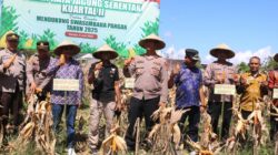Kapolres Dompu Pimpin Panen Raya Jagung Serentak Kuartal II dan Zoom Meeting Bersama Presiden RI