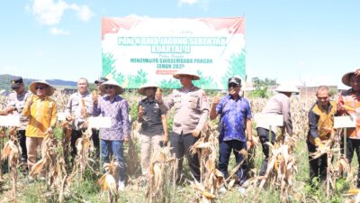 Polres Dompu Laksanakan Panen Raya Kuartal II dan Terhubung dalam Zoom Meeting dengan Presiden RI