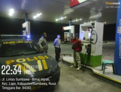 Polsek Lape Gelar Patroli Blue Light dan KRYD, Jaga Keamanan Wilayah Sumbawa