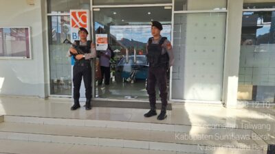 Sat Samapta Polres Sumbawa Barat Laksanakan PAM Obvit Rutin di KCP Bank BNI Taliwang