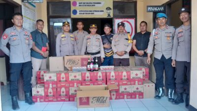 Polsek Empang Gelar Razia Miras, Amankan Ratusan Botol Minuman Keras dan Rokok Ilegal