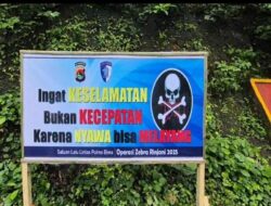 Tekan Angka Kecelakaan Lalulintas, Satlantas Polres Bima dan Polsek Madapangga Memasang Bener Rawan Kecelakaan