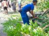 Personel Ditpolairud Polda NTB Bantu Warga Singkirkan Pohon Tumbang di Lombok Barat